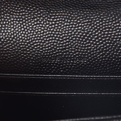 Saint Laurent Grain De Poudre Matelasse Chevron Small Monogram Envelope Wallet Black 7 of 7