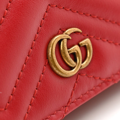 Gucci Calfskin Matelasse GG Marmont Card Case Wallet Hibiscus Red 10 of 10