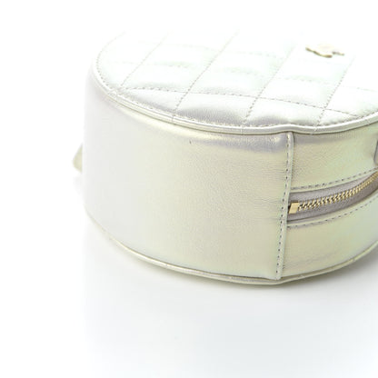 Chanel Iridescent Lambskin Quilted Round Clutch With Chain Ivory 8 of 12