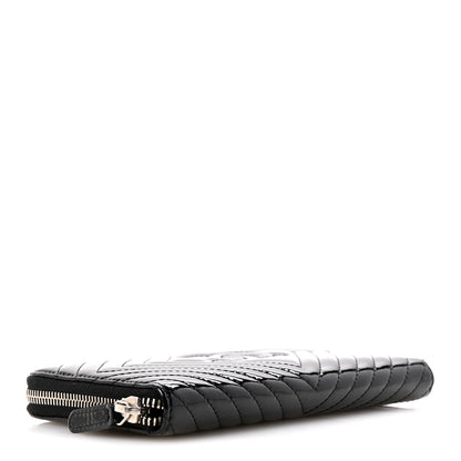Chanel Patent Chevron Quilted CC Zip Around Wallet Black 8 of 18