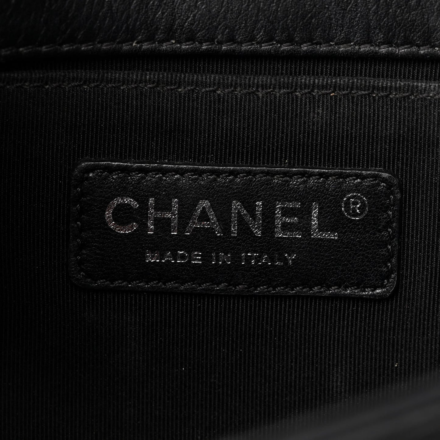 Calfskin Chevron Quilted Medium Chain Boy Flap Black