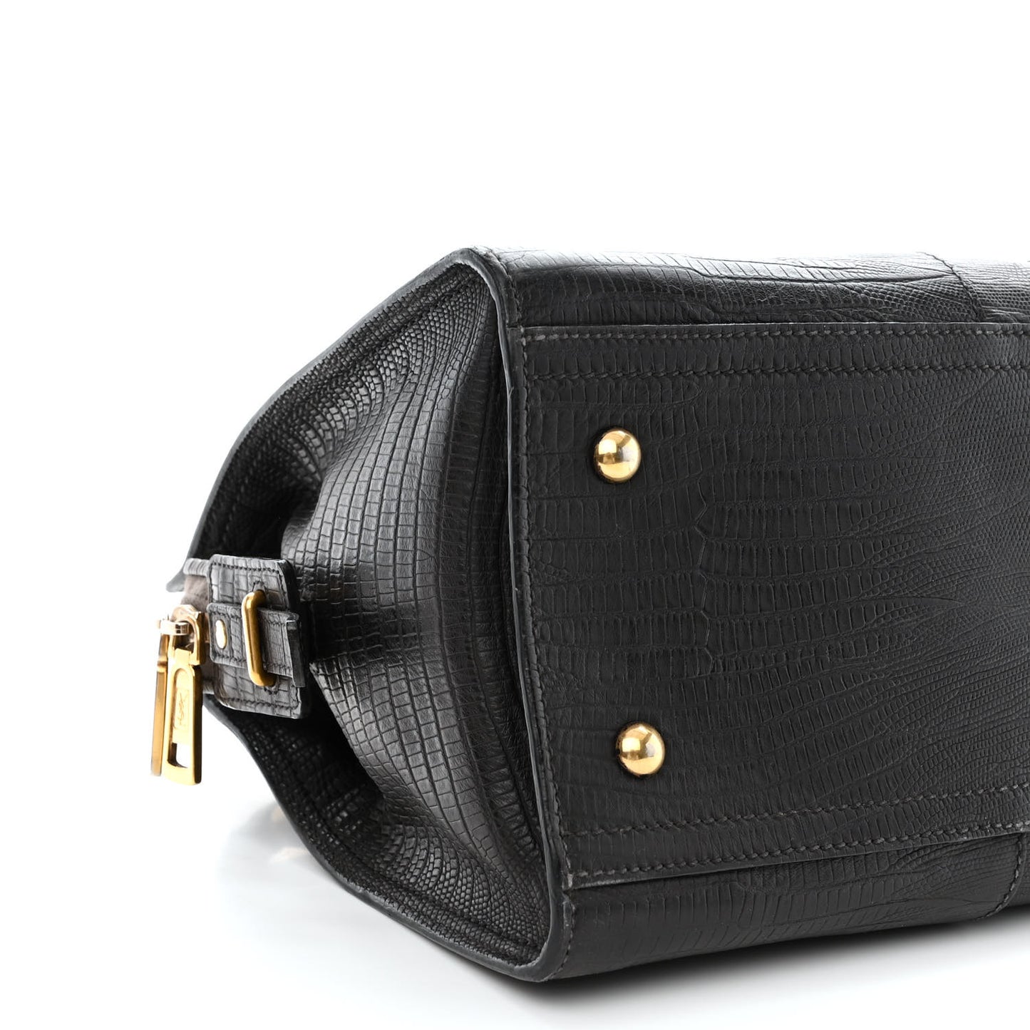 Calfskin Lizard Embossed Small Cabas ChYc Black