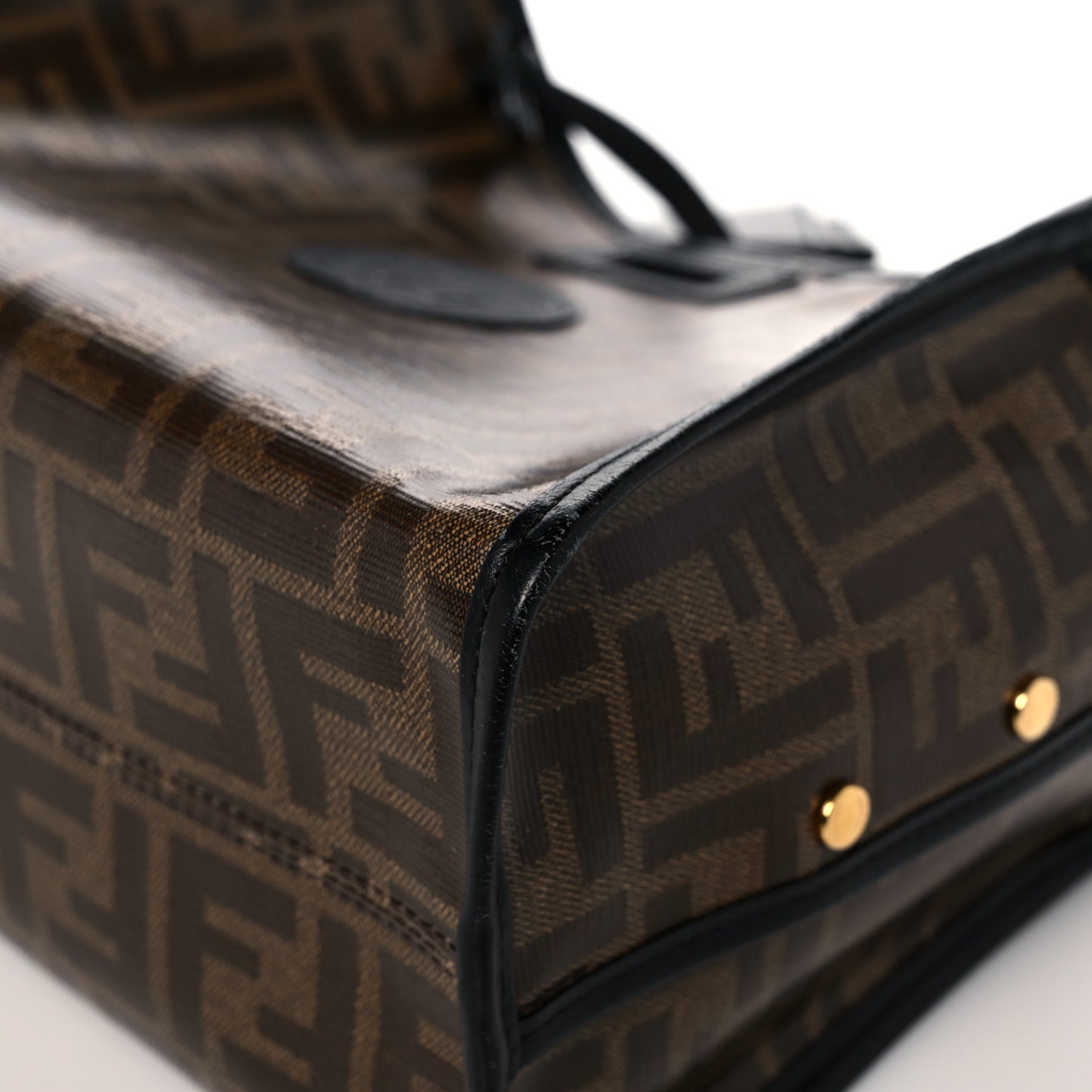 Glazed Fabric Vitello Century FF 1974 Stamp Patch Mini Peekaboo Defender Cover Mogano Panna Black