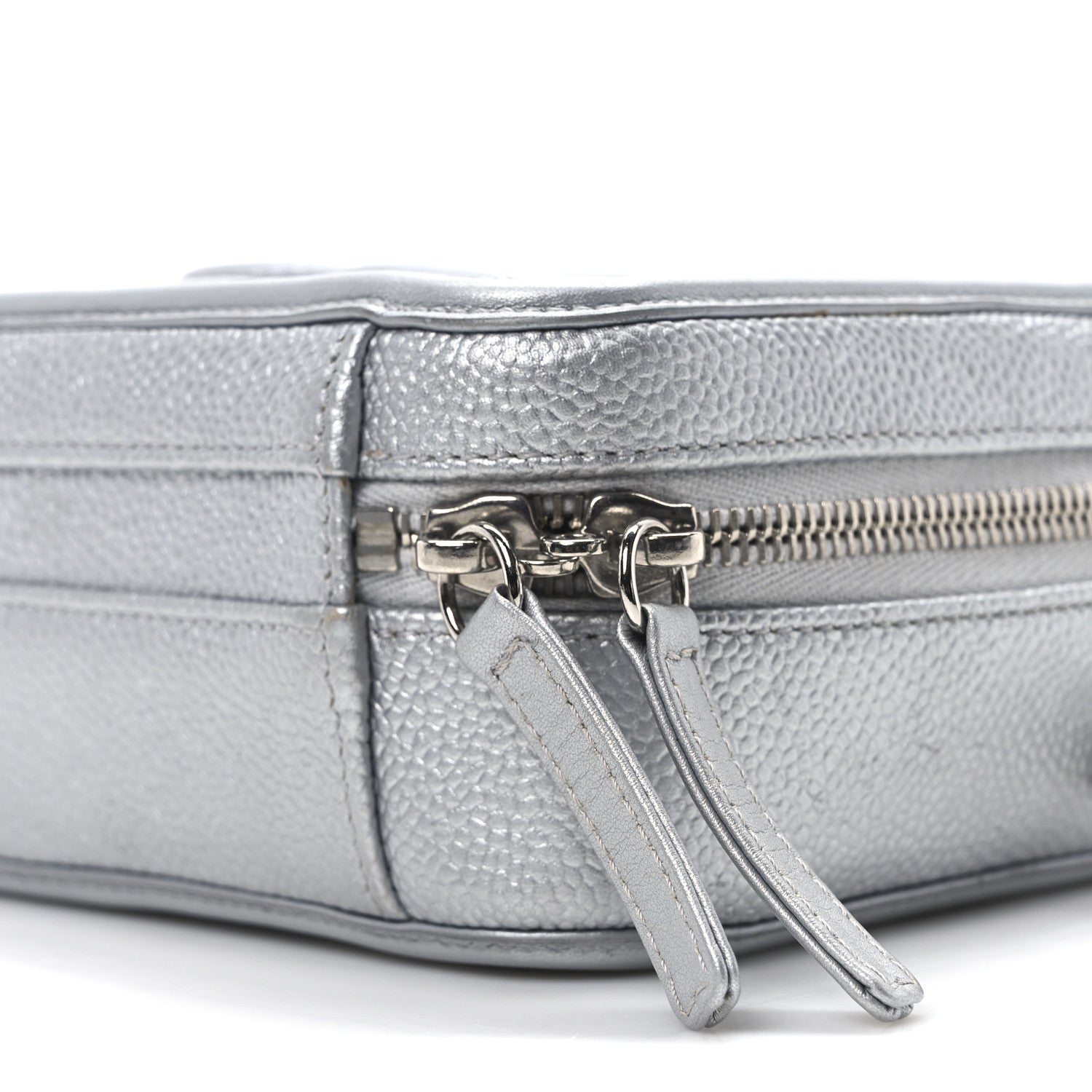 Chanel Metallic Caviar Quilted Small CC Filigree Vanity Case Silver 10 of 10
