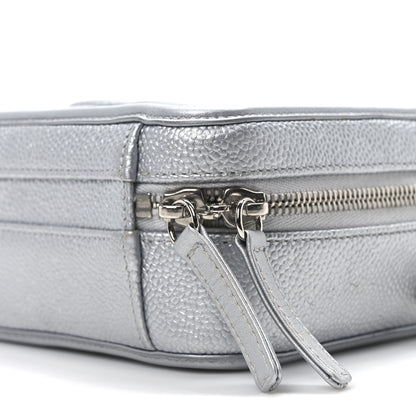 Chanel Metallic Caviar Quilted Small CC Filigree Vanity Case Silver 10 of 10