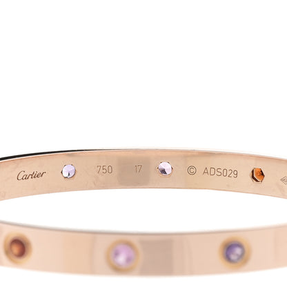 Cartier 18K Pink Gold Sapphire Garnet Amethyst LOVE Bracelet 17 3 of 3