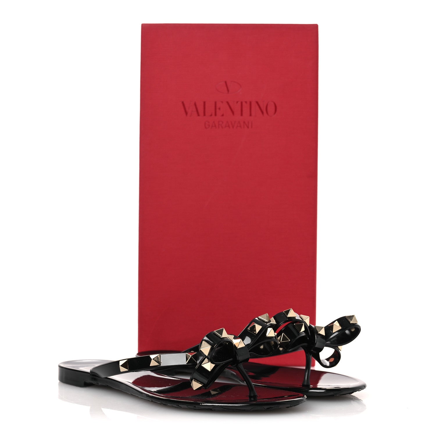 Valentino Garavani PVC Jelly Rockstud Bow Thong Sandals 36 Black 11 of 11