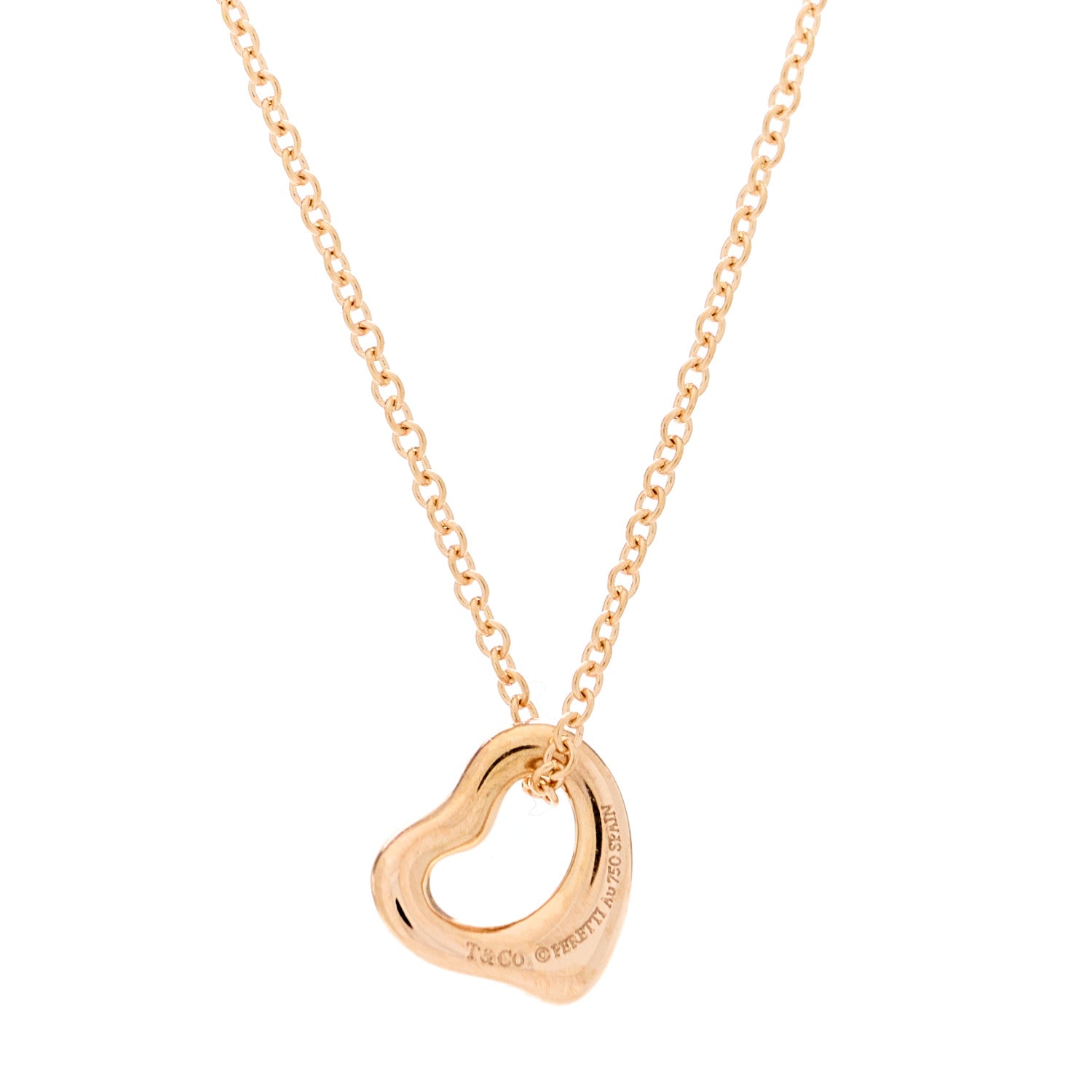 Tiffany 18K Rose Gold 7mm Elsa Peretti Open Heart Pendant Necklace 6 of 7