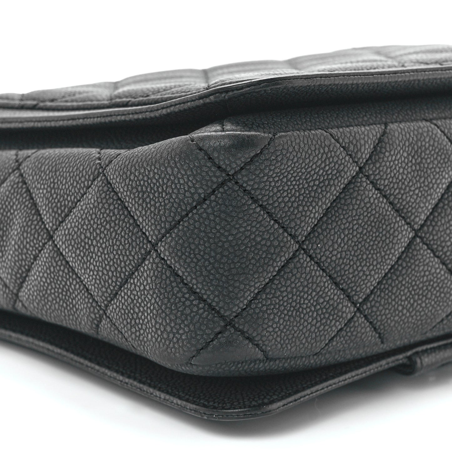 Washed Caviar Quilted Small Square Turn Around Ligne Flap Dark Grey