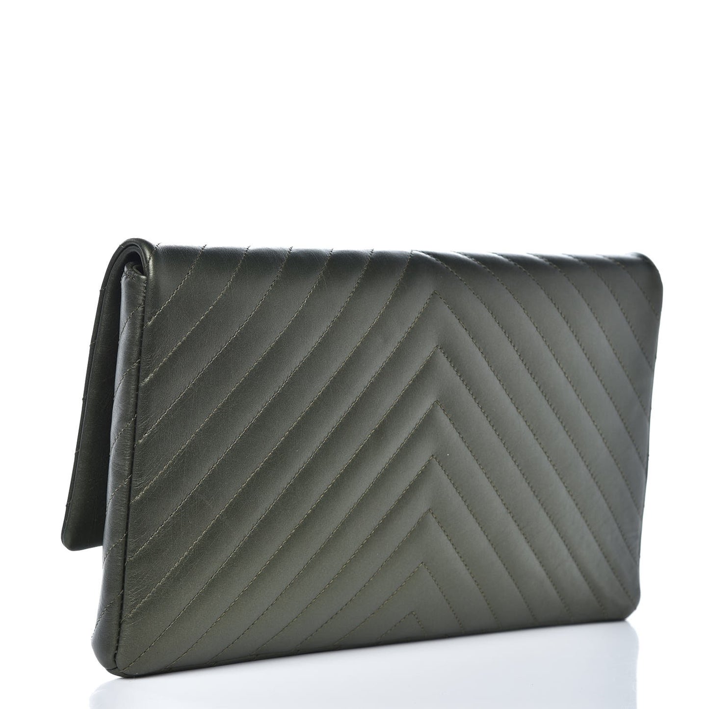 Aged Calfskin Chevron Quilted Reissue 2.55 Clutch Green