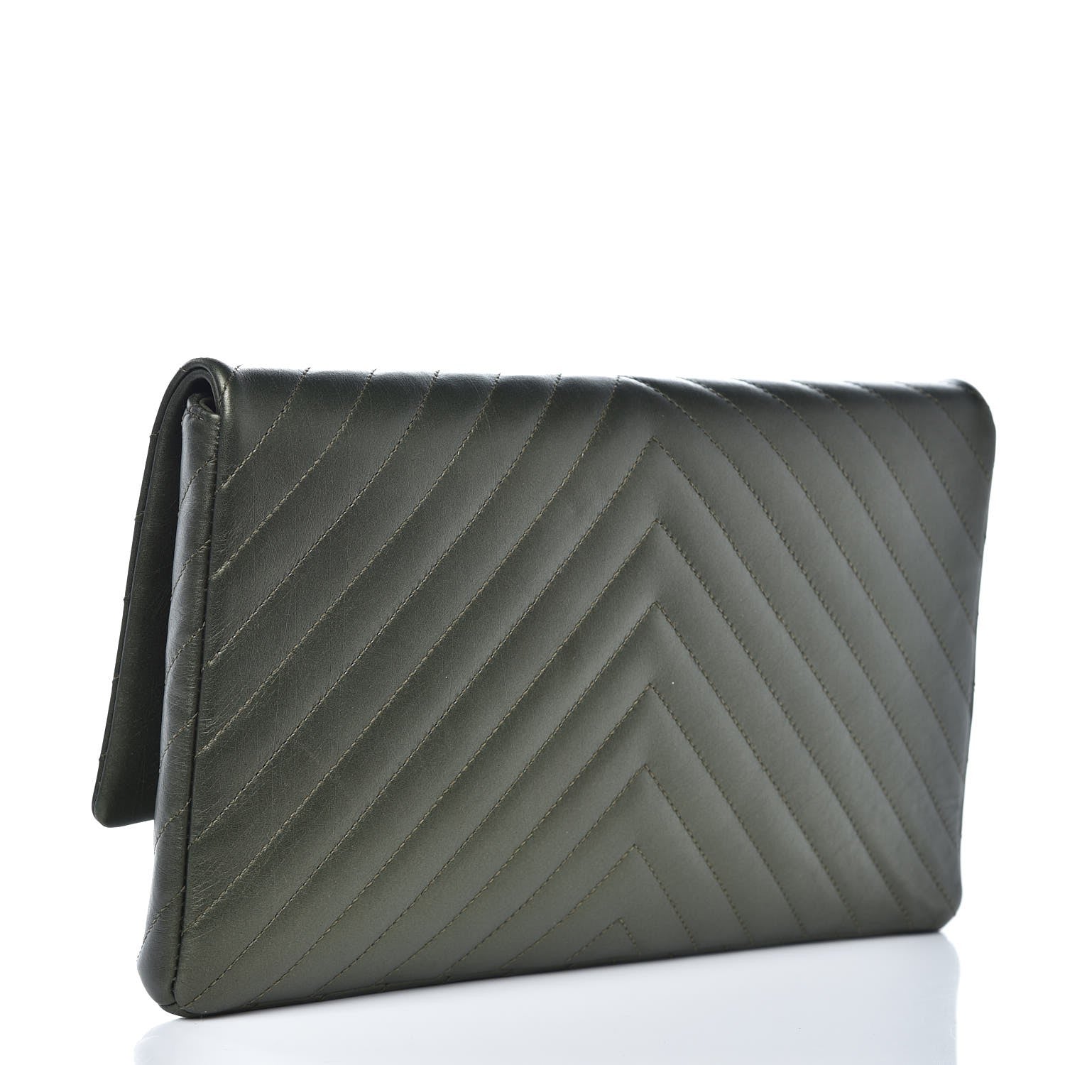 Chanel Aged Calfskin Chevron Quilted Reissue 2.55 Clutch Green 3 of 8