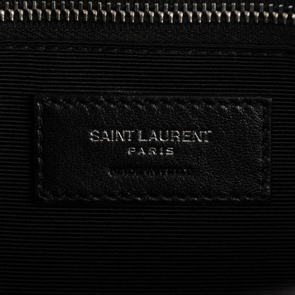 Saint Laurent Calfskin Crocodile Embossed Monogram Large Satchel Black 6 of 8