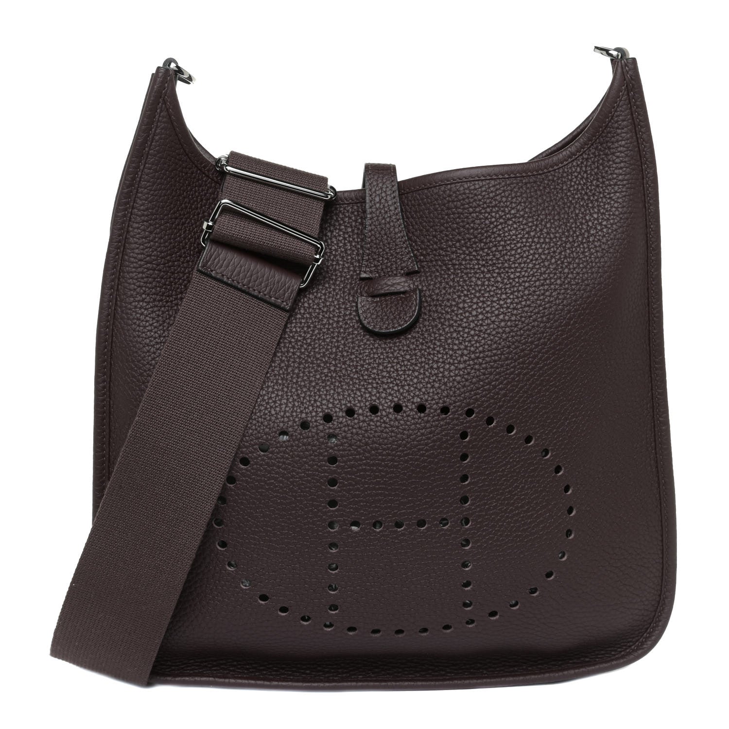 Hermes Taurillon Clemence Evelyne III PM Chocolate 1 of 9