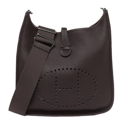 Hermes Taurillon Clemence Evelyne III PM Chocolate 1 of 9