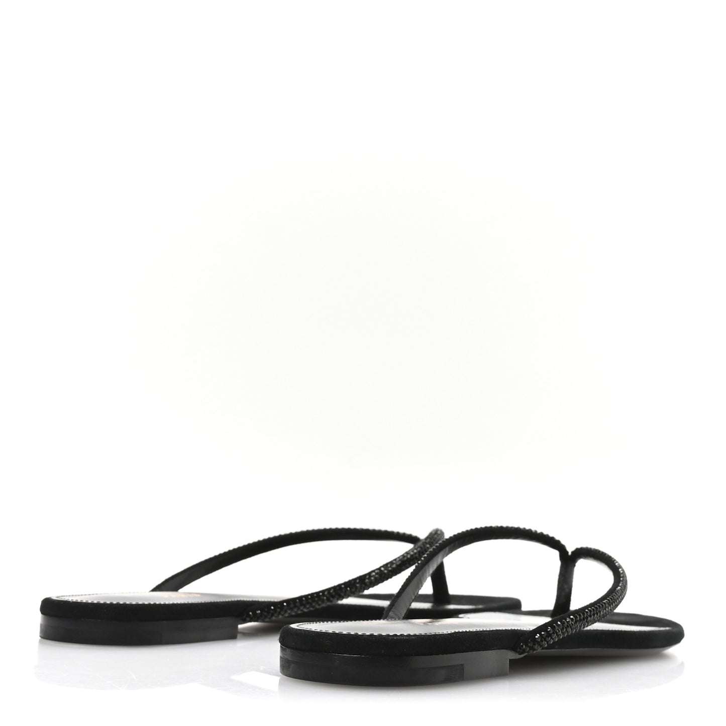 Kid Suede Strass Crystal Embellished Joni 05 Flat Sandals 39 Black