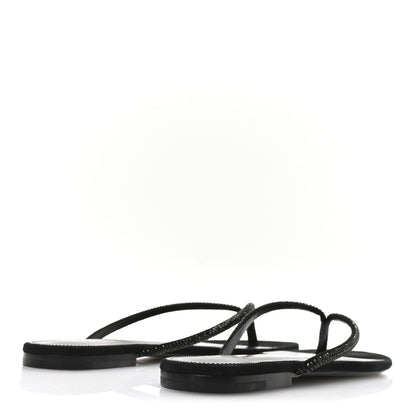 Saint Laurent Kid Suede Strass Crystal Embellished Joni 05 Flat Sandals 39 Black 5 of 8