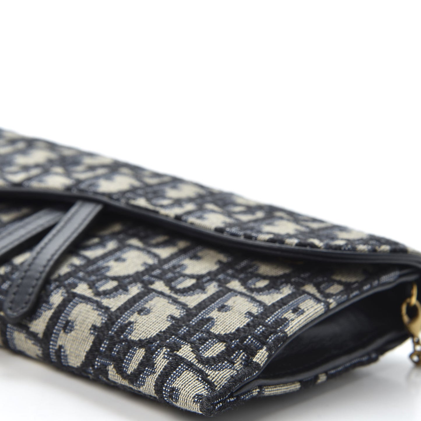 Oblique Saddle Chain Long Wallet Blue