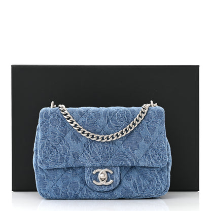 Chanel Denim Quilted Camellia Sweetheart Mini Flap Blue 11 of 11