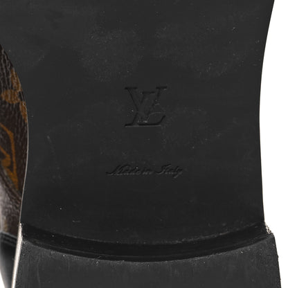 Louis Vuitton Calfskin Monogram Wonderland Flat Ranger Boots 40 Black 7 of 10