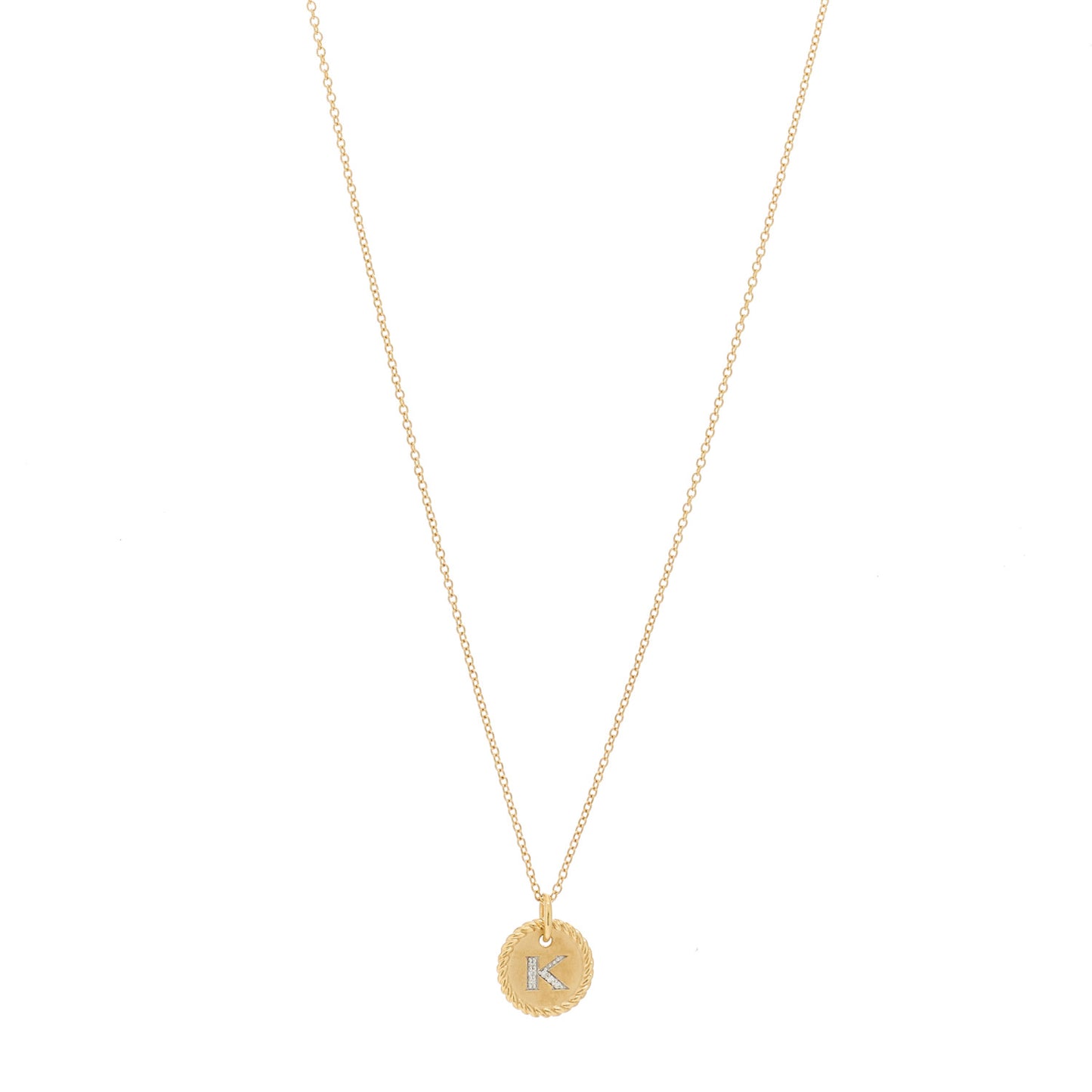 18K Yellow Gold Diamond Initial K Charm Pendant Necklace