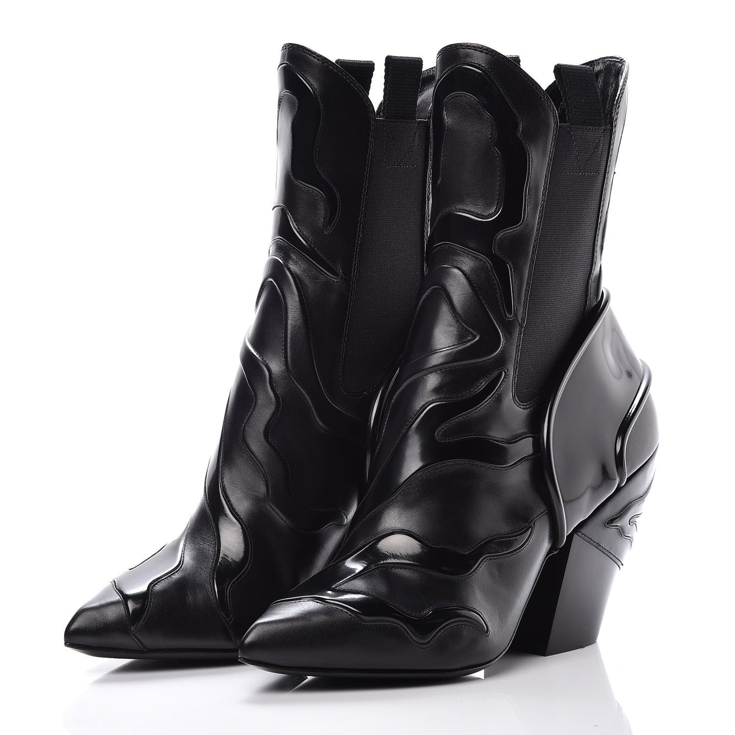 Calfskin Patent Monogram Fireball Ankle Boots 38.5 Black