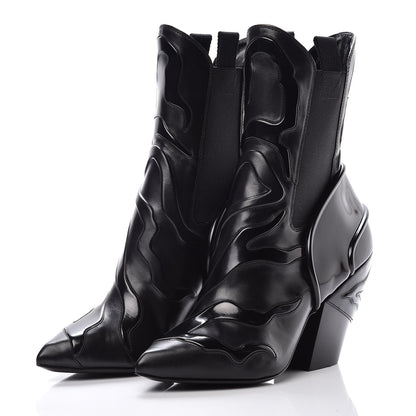 Louis Vuitton Calfskin Patent Monogram Fireball Ankle Boots 38.5 Black 3 of 8