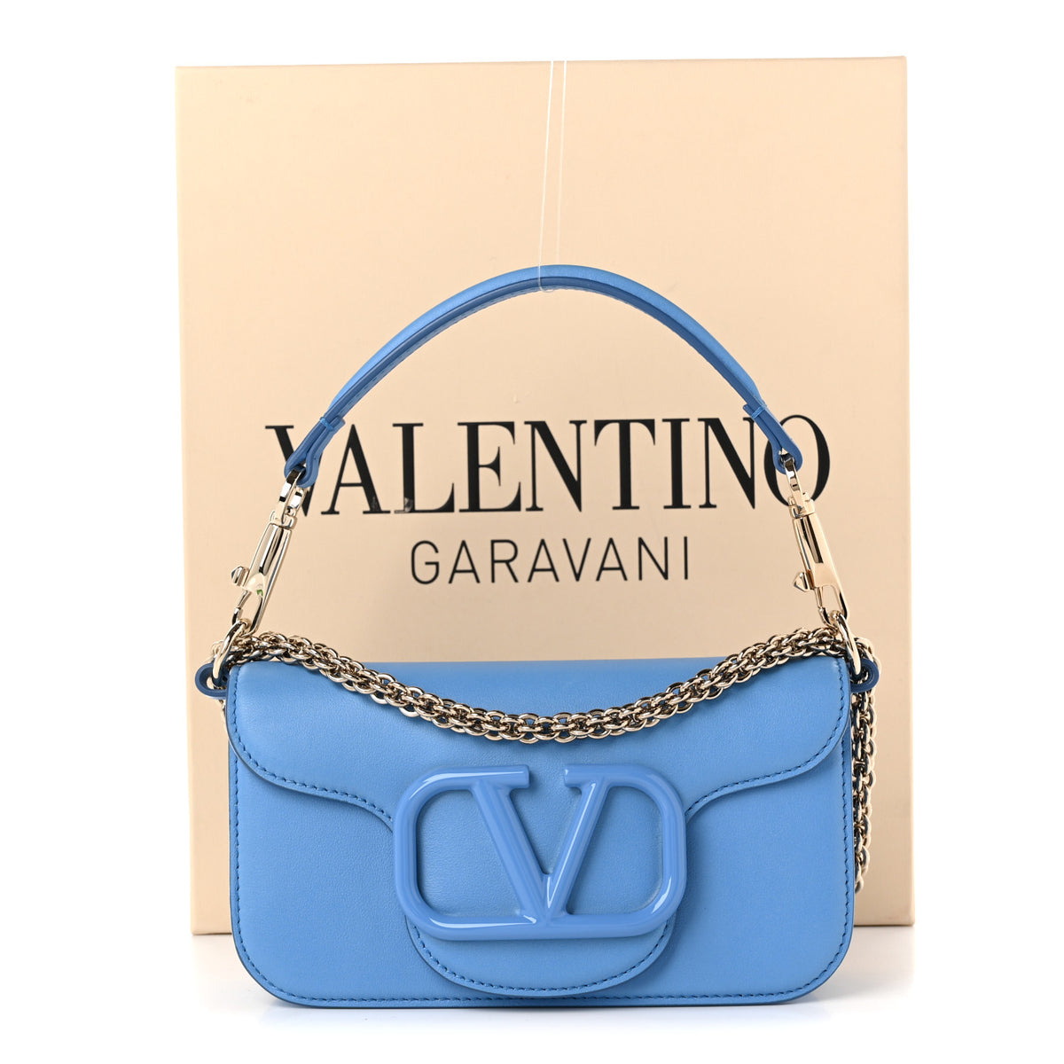 Valentino Garavani Calfskin Enamel Vlogo Small Loco Shoulder Bag Denim 11 of 11