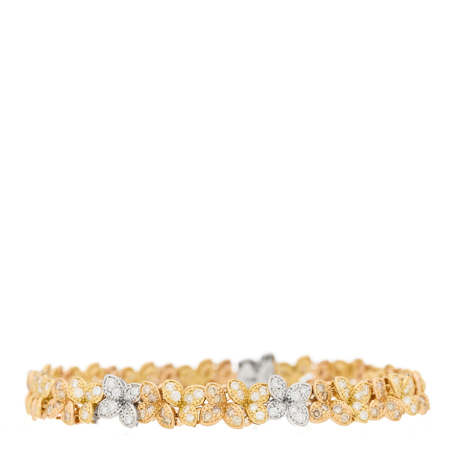 Pasquale Bruni 18K Yellow White Rose Gold Diamond Flower Link Bracelet 1 of 3