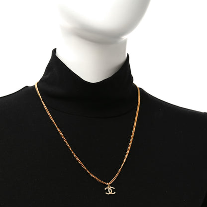Chanel Metal Textured Crystal CC Necklace Gold 2 of 4