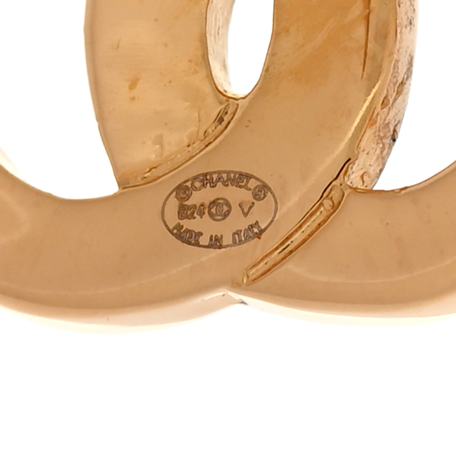 Chanel Metal CC Paris Button Stud Earrings Gold 4 of 6