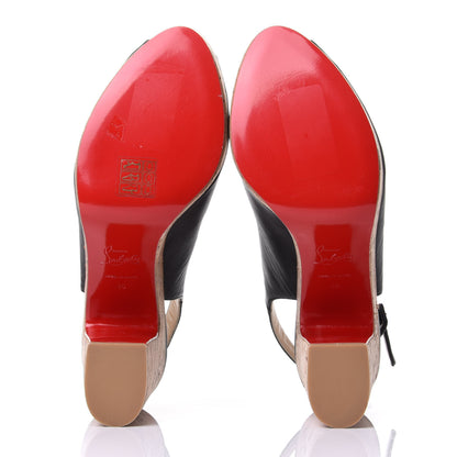 Christian Louboutin Calfskin Cork Dona Anna 120 Wedges 40 Black Natural 7 of 10