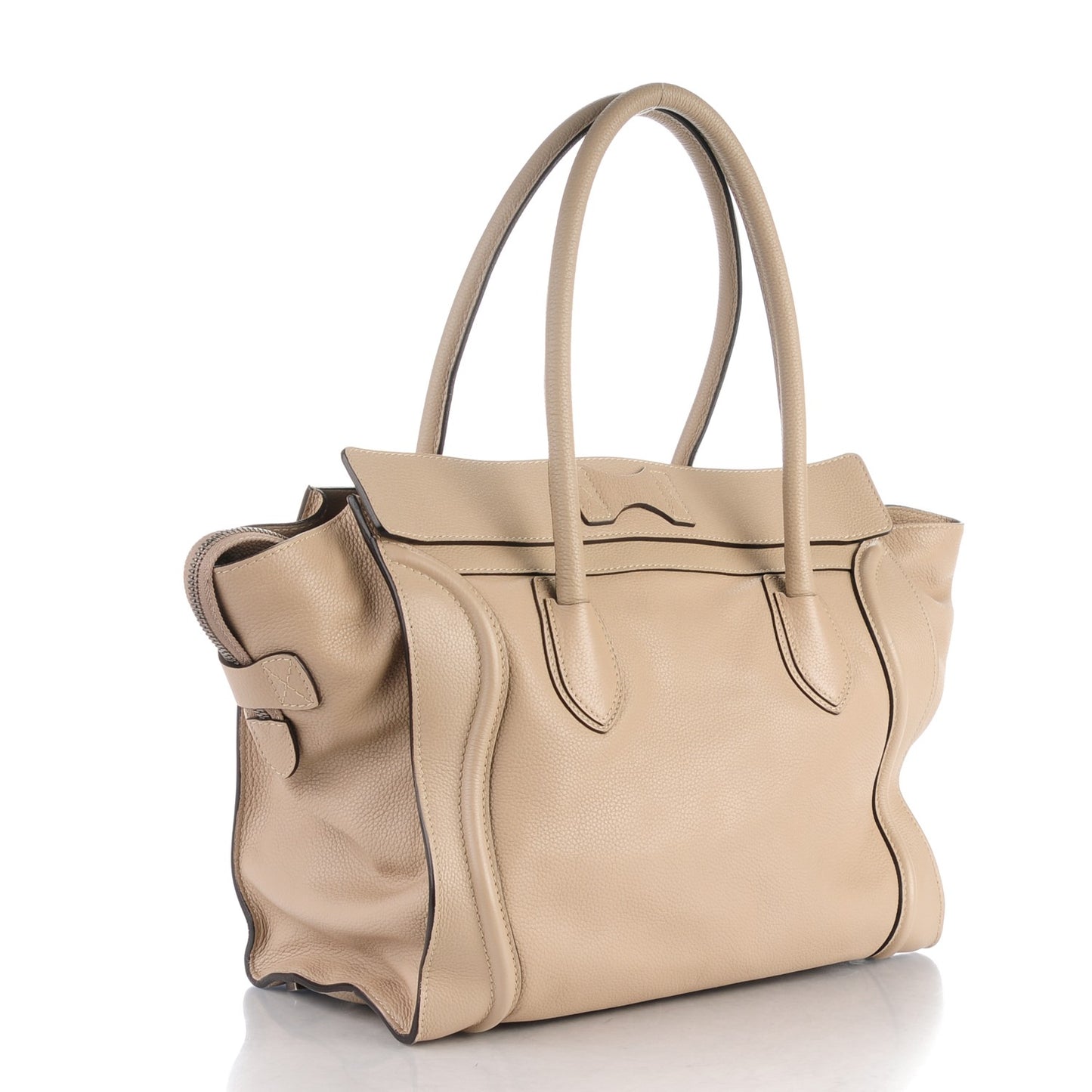 Drummed Calfskin Shoulder Luggage Dune