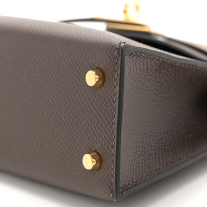 Hermes Epsom Tri-Color Mini Kelly Sellier 20 Ecorce Etoupe Black 10 of 13