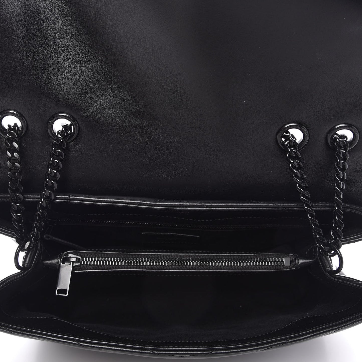 Calfskin Y Quilted Monogram Medium Loulou Chain Satchel Black