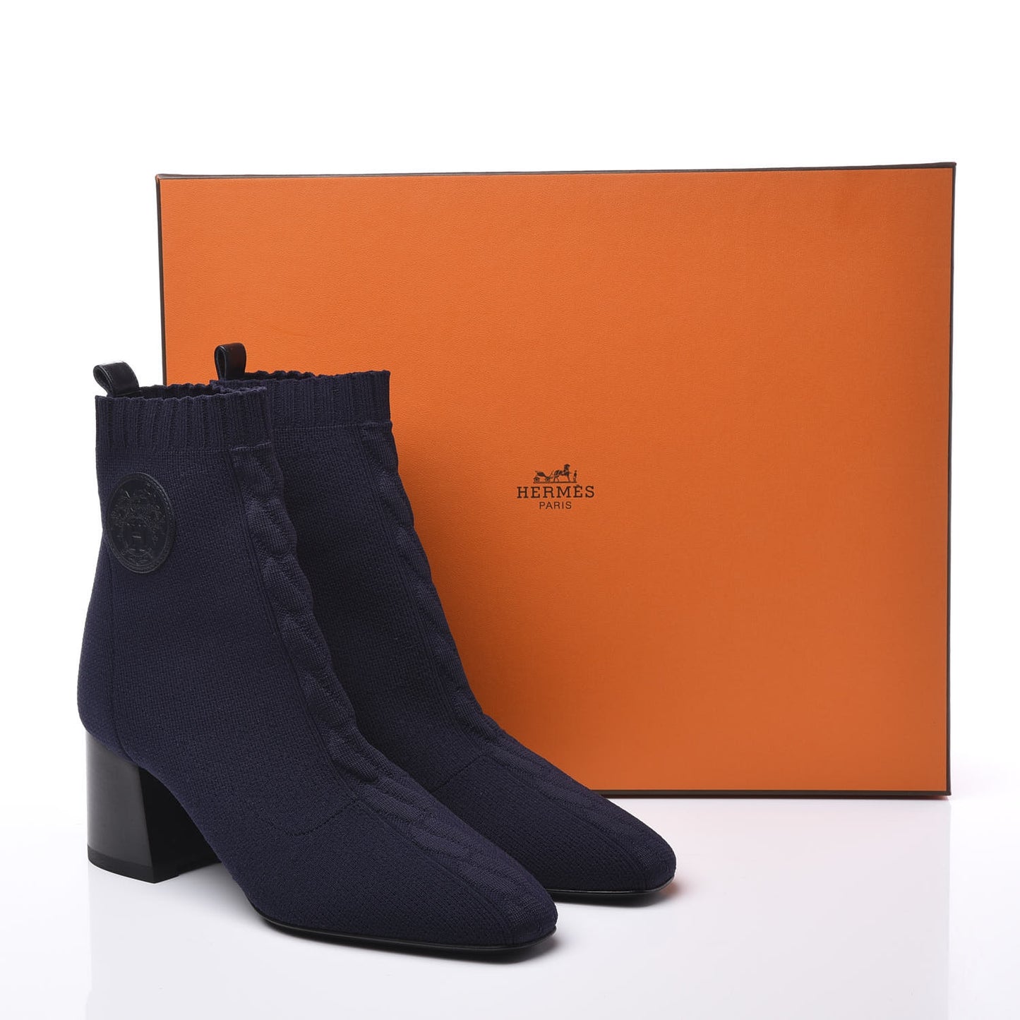 Knit Calfskin Volver Ankle Boots 36.5 Bleu Diplomatique