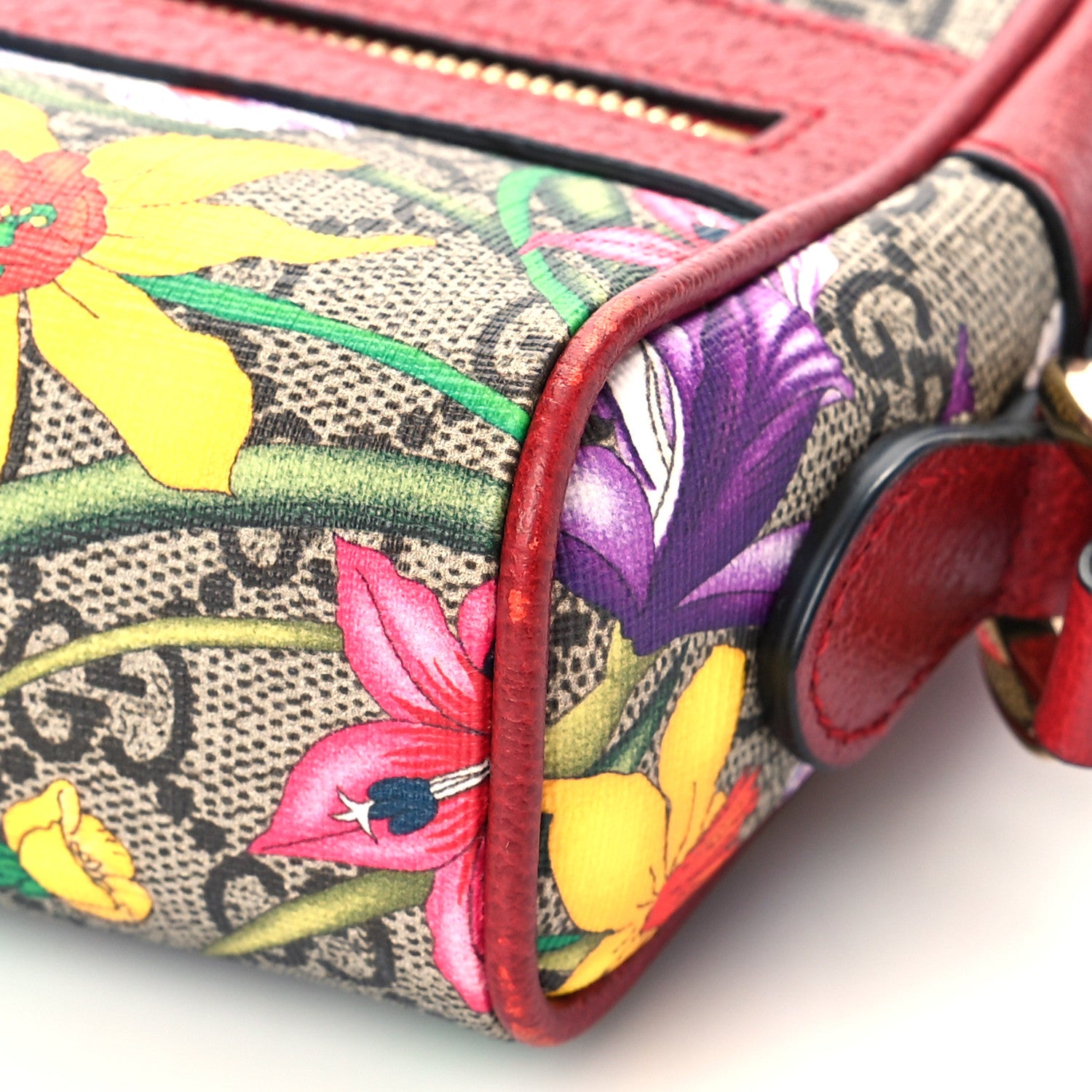 Gucci GG Supreme Monogram Flora Web Mini Ophidia Shoulder Bag Red 9 of 9