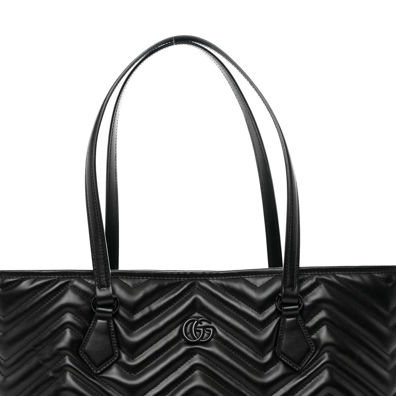 Gucci Calfskin Matelasse Monochrome Large GG Marmont Tote Bag Black 5 of 9