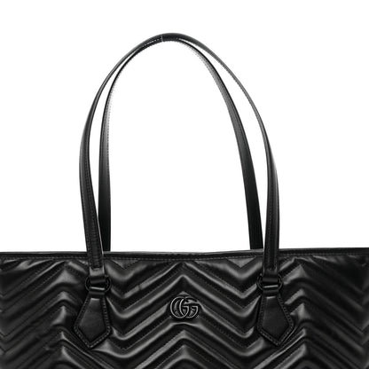 Gucci Calfskin Matelasse Monochrome Large GG Marmont Tote Bag Black 5 of 9