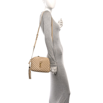 Saint Laurent Calfskin Matelasse Monogram Lou Camera Bag Dark Beige 2 of 13
