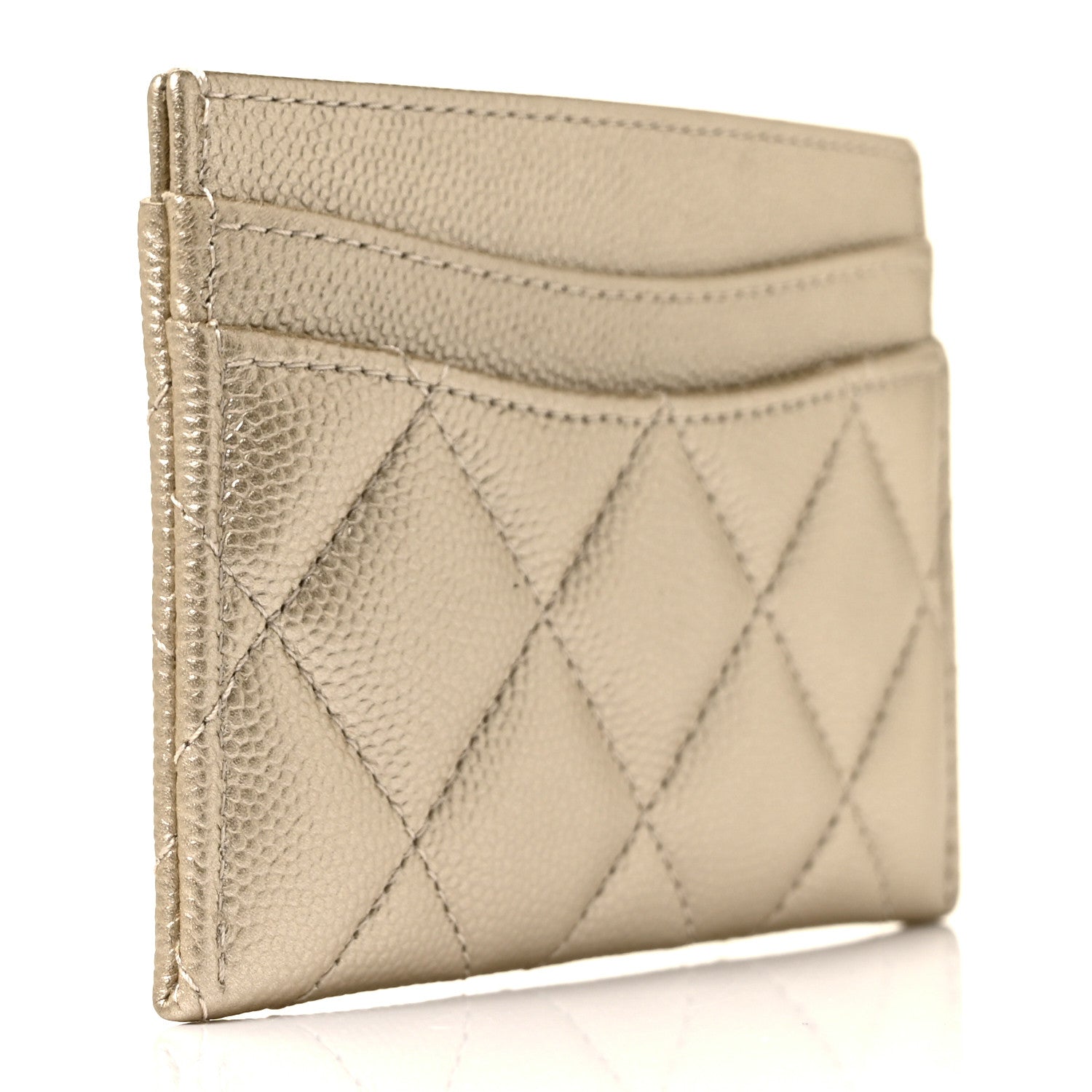 Chanel Metallic Caviar Quilted Card Holder Light Gold 3 of 11