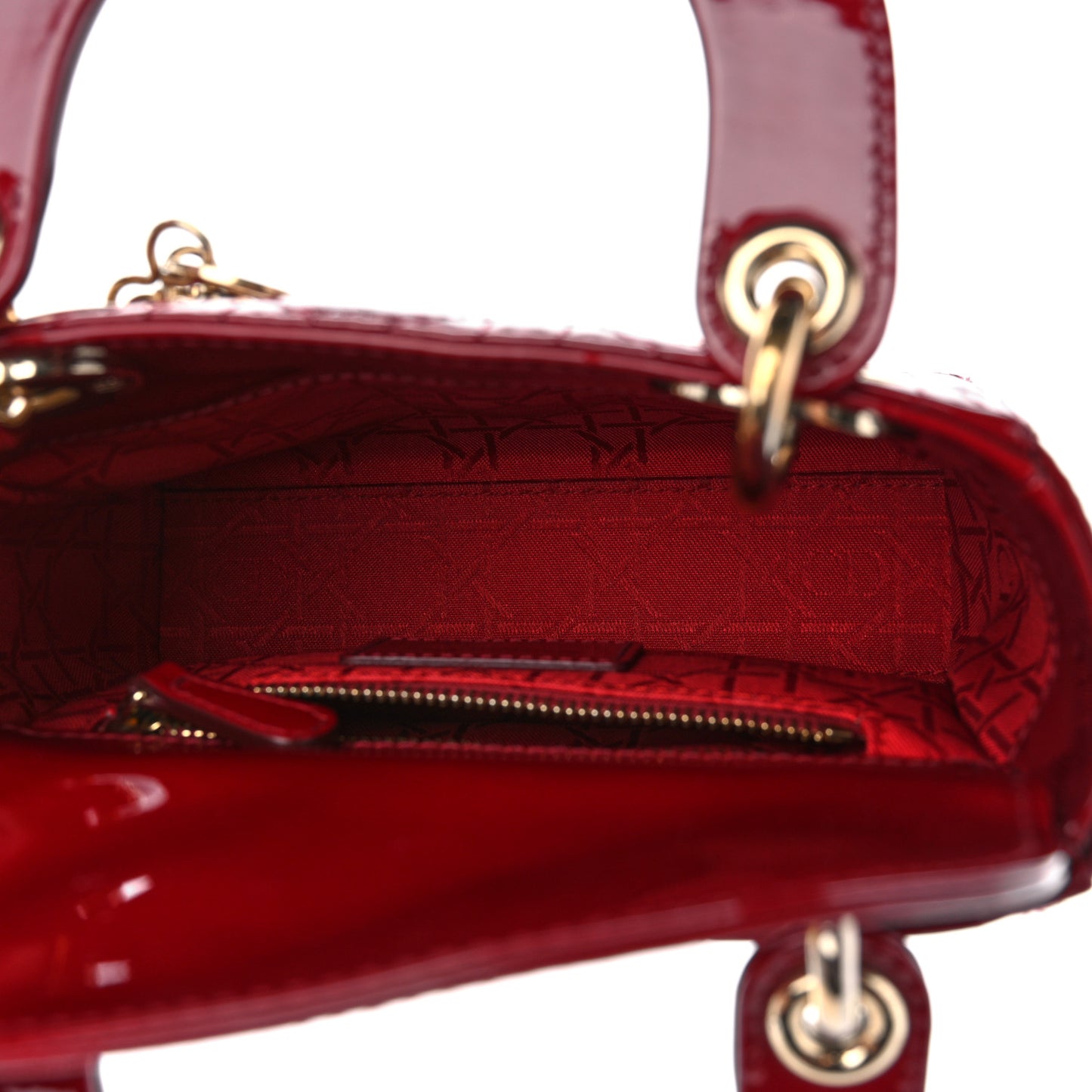 Patent Cannage Mini Lady Dior Red