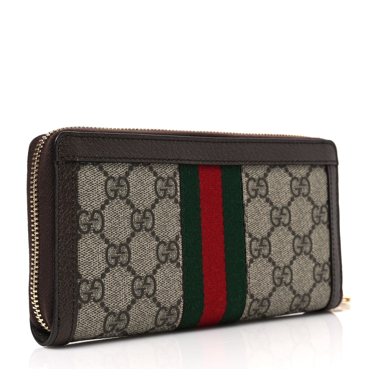 Gucci GG Supreme Monogram Web Ophidia Zip Around Wallet Brown 3 of 7