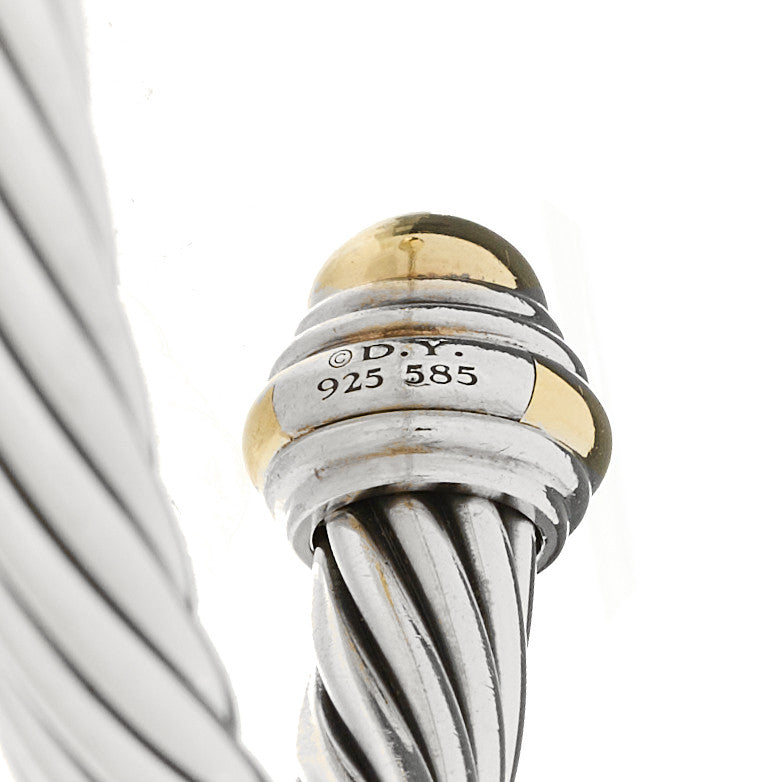 David Yurman Sterling Silver 14K Yellow Gold 7mm Cable Classics Dome Bracelet 3 of 3