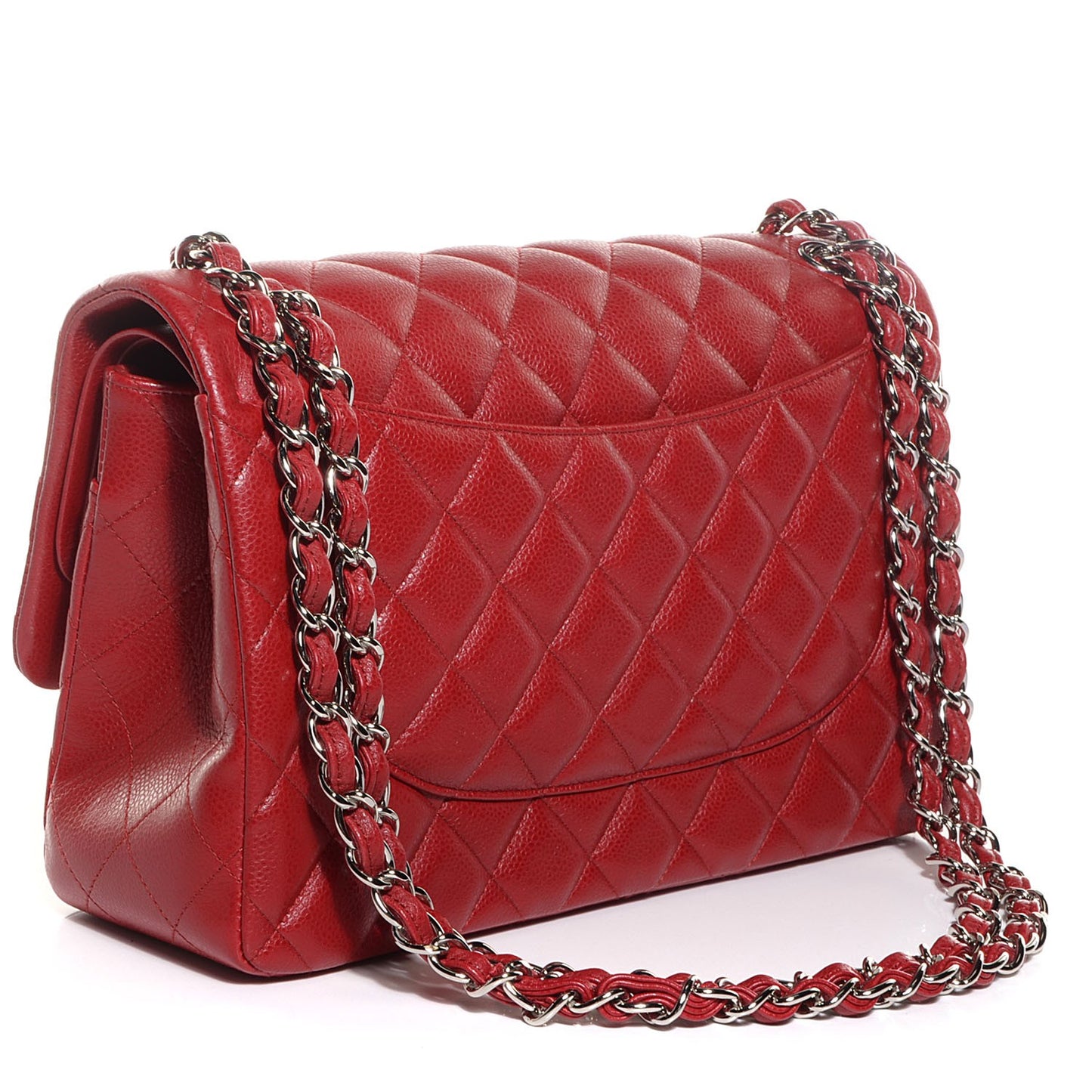 Caviar Quilted Jumbo Double Flap Red
