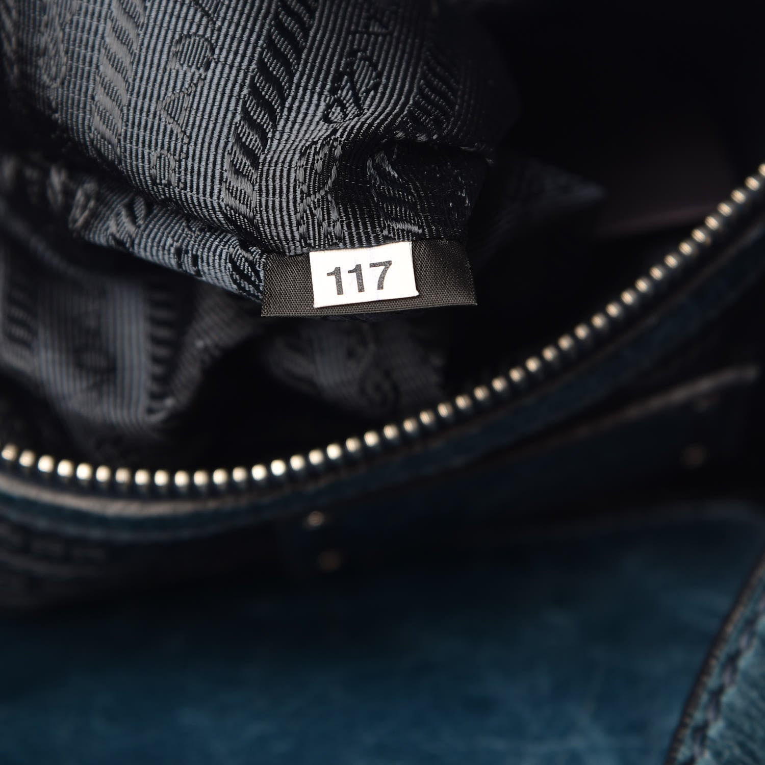 Prada Vitello Shine Tote Denim 8 of 11