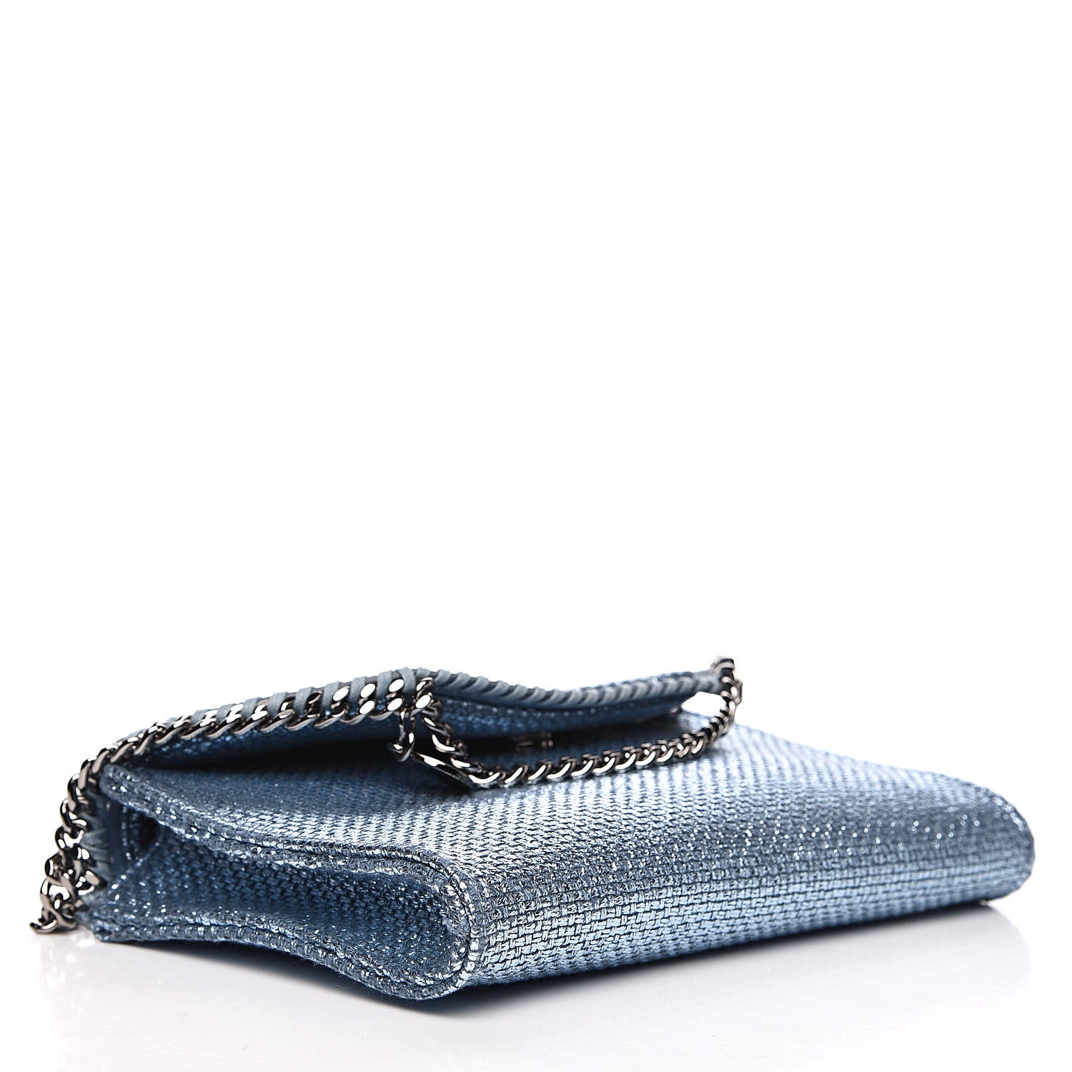 Stella McCartney Metallic Woven Raffia Falabella Mini Crossbody Blue 4 of 8