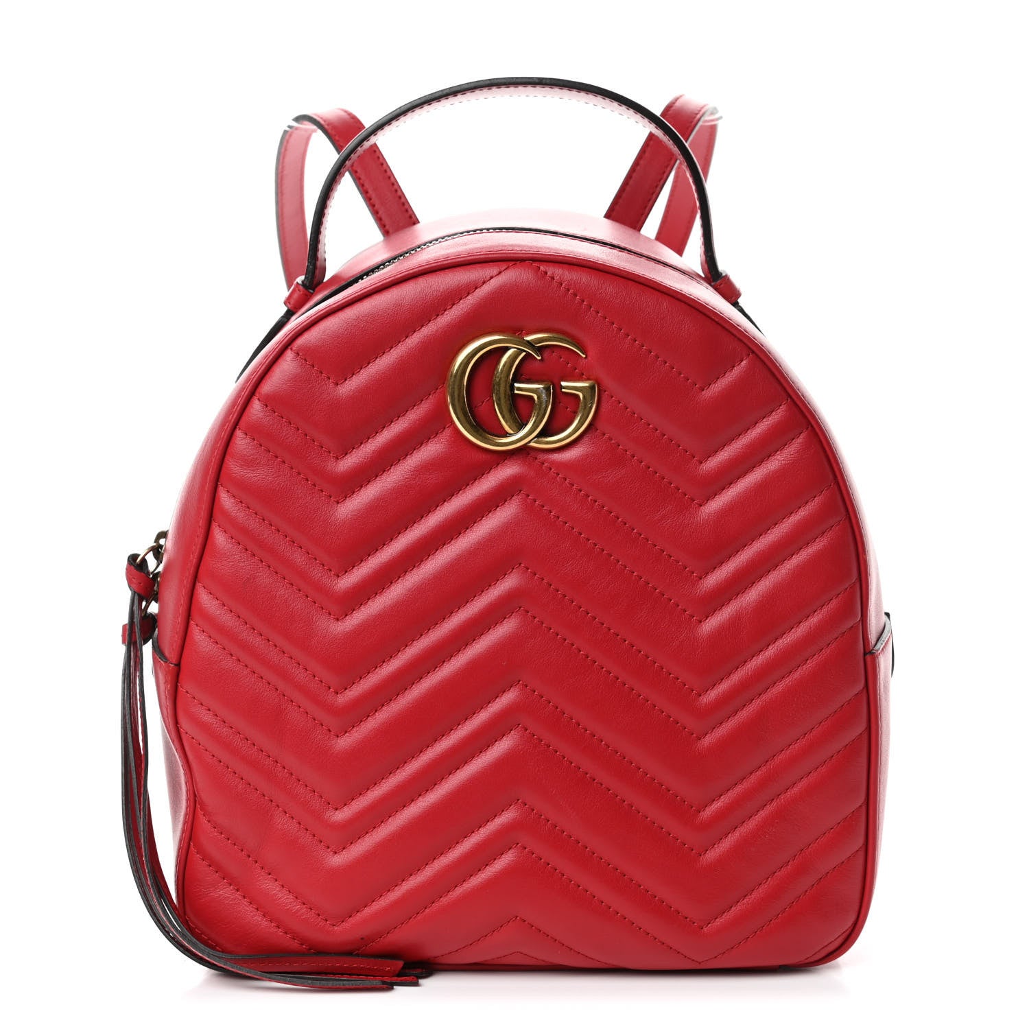 Gucci Calfskin Matelasse GG Marmont Dome Backpack Hibiscus Red 1 of 6