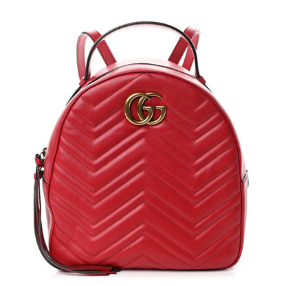 Gucci Calfskin Matelasse GG Marmont Dome Backpack Hibiscus Red 1 of 6
