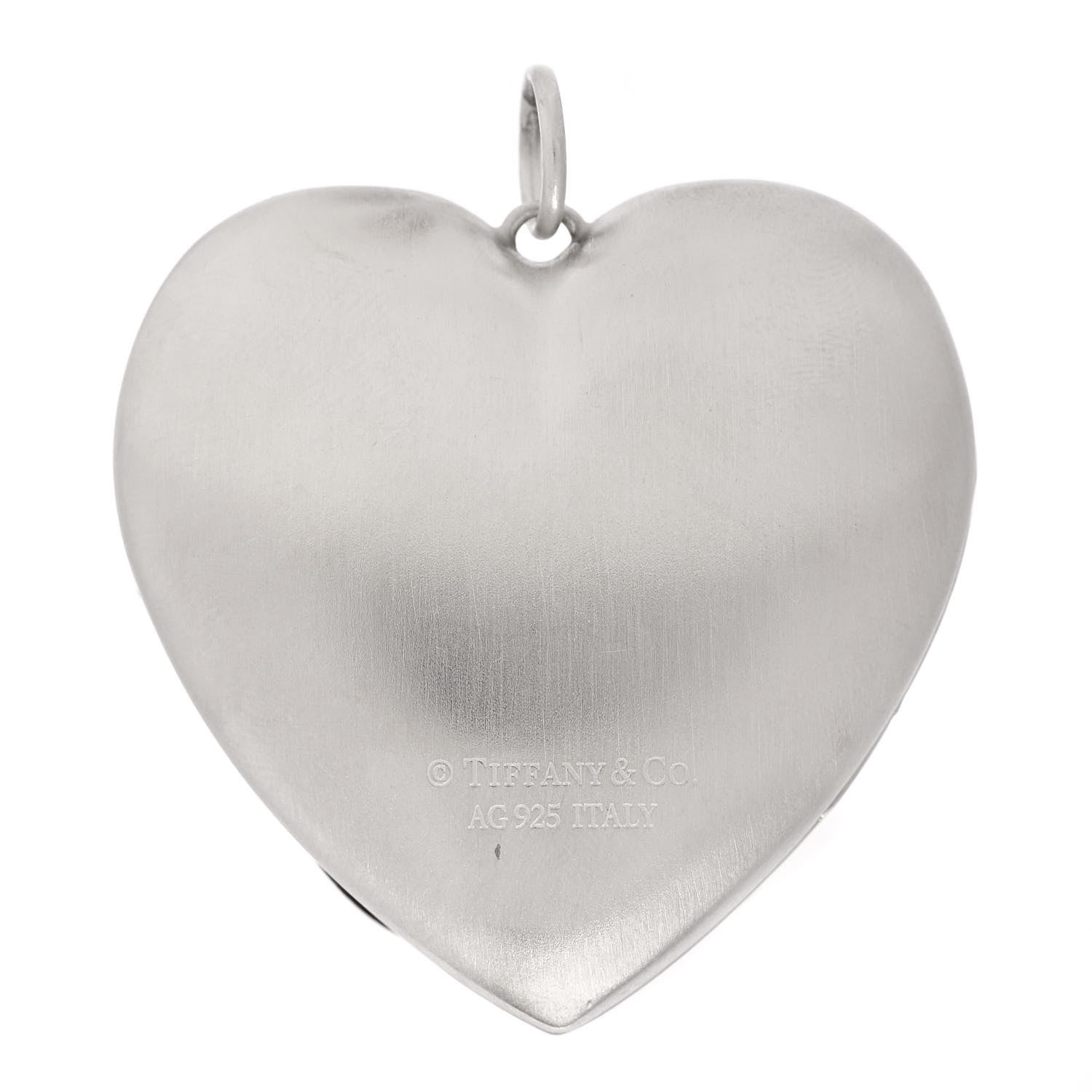 Tiffany Sterling Silver Large Ziegfeld Daisy Heart Locket Pendant 3 of 5