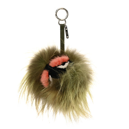 Fendi Fox Mink Rabbit Fur Vitello Flamingo Kooky Monster Bag Bug Charm Verde Multicolor Olive 1 of 4